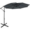 imageGiantex 10FT Patio Offset Umbrella 8 Ribs Cantilever Umbrella Outdoor wCrank Cross Base Tilt Adjustment Large Hanging Market Umbrella for Poolside Yard Lawn GardenGray