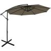imageGiantex 10FT Patio Offset Umbrella 8 Ribs Cantilever Umbrella Outdoor wCrank Cross Base Tilt Adjustment Large Hanging Market Umbrella for Poolside Yard Lawn GardenTan