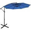 imageGiantex 10FT Patio Offset Umbrella 8 Ribs Cantilever Umbrella Outdoor wCrank Cross Base Tilt Adjustment Large Hanging Market Umbrella for Poolside Yard Lawn GardenNavy