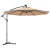 imageGiantex 10ft Offset Patio Umbrella Beige Outdoor Hanging Market Umbrella with Crank amp Cross Base Easy Tilt Adjustment 96 Sunlight ProtectionBeige