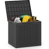 imageGiantex 25 Gallon Outdoor Storage Box Patio Deck Box with Lockable Lid Wickerwoven Texture Waterproof Storage Bench for Pool Accessories Garden Tools Package Delivery Patio Furniture BlackBlack