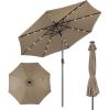 imageGiantex 9ft10ft Outdoor Patio umbrella with Solar Lights Table Market Umbrella with Crank and Pushbutton Tilt System Solar LED Lighted Patio Umbrella for Backyard Deck Pool BeachTan