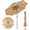 imageGiantex 9ft10ft Outdoor Patio umbrella with Solar Lights Table Market Umbrella with Crank and Pushbutton Tilt System Solar LED Lighted Patio Umbrella for Backyard Deck Pool BeachBeige