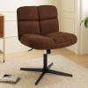 imageGiantex Criss Cross Chair Armless Cross Legged Office Chair Faux Fur Adjustable Swivel Ergonomic Desk Seat No Wheels Modern Wide Makeup Task Vanity Chair for Home EspressoEspresso