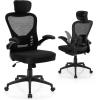imageGiantex Ergonomic Mesh Office Chair Home Office Desk Chair with Adjustable Headrest and Lumbar Support Flip Up Armrests Height Adjustable Executive Swivel Task Chair for Home Office Study Black