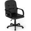 imageGiantex Leather Office Chair PU Ergonomic Desk Chair with Mid Back amp Curved Armrests Height Adjustable amp Rolling Computer Chair with Wheels for Gaming Working Black
