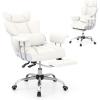 imageGiantex Office Desk Chair Big and Tall Executive Office Chair with Foot Rest and Lumbar Support High Back Leather Swivel Computer Task Chair Large Ergonomic Reclining Home Office Chair WhiteWhite