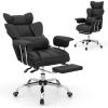 imageGiantex Office Desk Chair Big and Tall Executive Office Chair with Foot Rest and Lumbar Support High Back Leather Swivel Computer Task Chair Large Ergonomic Reclining Home Office Chair WhiteBlack