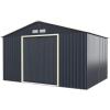 imageGiantex Outdoor Storage Shed with Double Sliding Door Galvanized Metal Garden Storage Room Front and Back Vent Weather Resistant Tool Storage Shed for Backyard Patio Lawn 11 x 8 FT11 x 8 FT