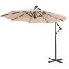 imageGiantex Patio Umbrella 10 Ft Pool Umbrellas with 32 LED Lights Solar Powered Offset Umbrella 8 Ribs Cantilever Umbrella with Tilting Adjustment HeavyDuty Outdoor UmbrellasBeige