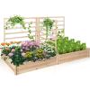 imageGiantex Raised Garden Bed with 3 Trellises 88L x 45W x 43H Set of 2 Wood Planter Box for Vegetables Flowers Herbs Fruits Climbing Plants Cucumber Easy Assembly Outdoor Rectangular Raised Beds88x45x43