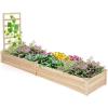 imageGiantex Raised Garden Bed with 3 Trellises 88L x 45W x 43H Set of 2 Wood Planter Box for Vegetables Flowers Herbs Fruits Climbing Plants Cucumber Easy Assembly Outdoor Rectangular Raised Beds93x25x40