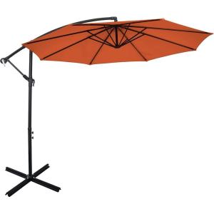 imageGiantex 10FT Patio Offset Umbrella 8 Ribs Cantilever Umbrella Outdoor wCrank Cross Base Tilt Adjustment Large Hanging Market Umbrella for Poolside Yard Lawn GardenOrange