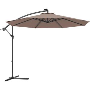 imageGiantex 10ft Offset Patio Umbrella Beige Outdoor Hanging Market Umbrella with Crank amp Cross Base Easy Tilt Adjustment 96 Sunlight ProtectionTan
