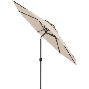 imageGiantex 10ft Outdoor Patio Umbrella Market Table umbrella wTilt Adjustment and Crank 180G Polyester Garden Canopy for Deck Backyard Pool Indoor OutdoorBeige