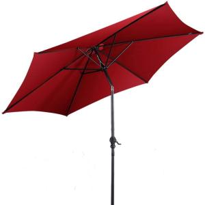 imageGiantex 10ft Outdoor Patio Umbrella Market Table umbrella wTilt Adjustment and Crank 180G Polyester Garden Canopy for Deck Backyard Pool Indoor OutdoorBurgundy