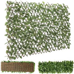 imageGiantex 3PCS Expandable Artificial Hedges Faux Ivy Leaves Fence Stretchable Artificial Ivy Privacy Fence Screen Decorative Trellis for Backdrop Outdoor Garden Porch Patio Home Decorations