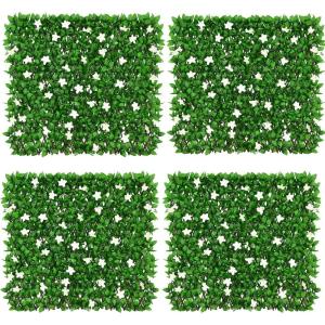 imageGiantex 4PCS Expandable Fence with Leaves 65ft Privacy Screen Decorative Faux Ivy Fencing Panel for Balcony Patio Deck Backdrop Outdoor Artificial Hedge Screen 4 Green Leaves amp Purple FlowersGreen leaves  White Flowers