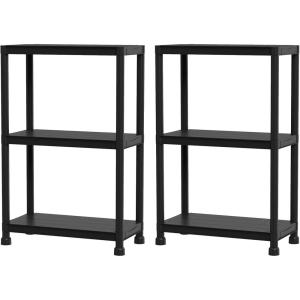 imageGiantex 4Tier HeavyDuty Plastic Storage Shelves Freestanding Garage Shelving Unit MultiUse Organizer Rack for Pantry Kitchen Laundry NoTool Assembly Black 224 x 125 x 532