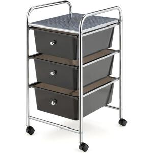 imageGiantex 6 Storage Drawer Cart Rolling Organizer Cart for Tools Scrapbook Paper Home Office School Multipurpose Mobile Utility Cart IvoryBlack
