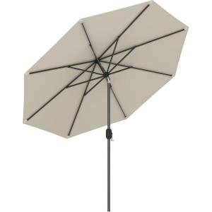 imageGiantex 9ft Patio Umbrella Outdoor Market Table Umbrella wPush Button Tilt and Crank 180G Polyester Fabric and Sturdy Ribs Sun Canopy Umbrellas for Patio Garden Beach Deck PoolBeige
