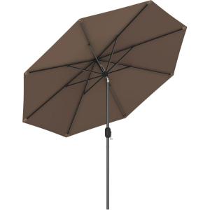imageGiantex 9ft Patio Umbrella Outdoor Market Table Umbrella wPush Button Tilt and Crank 180G Polyester Fabric and Sturdy Ribs Sun Canopy Umbrellas for Patio Garden Beach Deck PoolTan