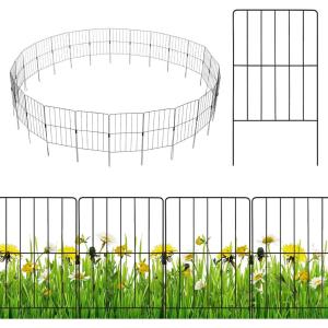 imageGiantex Decorative Garden Fence 25 Panels 27ft L x 24in H Metal Wire Border Flower Bed Edging Fence Rustproof Animal Barrier for Small Dogs Rabbits Yard Landscape Decor