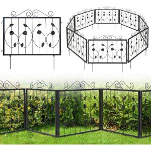 imageGiantex Decorative Garden Fence 8 Pack 235H x 153ft L Rustproof Metal Fencing Animal Barrier for Small Dogs Rabbits Flower Bed Edging Fence Border for Outdoor Yard Patio Landscape Decor