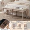 imageGiantex 475inches Upholstered Dining Bench ButtonTufted Table Bench with Carved Rubber Wood Legs Padded Seat Load 440Lbs Vintage End of Bed Ottoman for Entryway Living Room Bedroom 1BeigeBeige