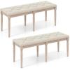 imageGiantex 475inches Upholstered Dining Bench ButtonTufted Table Bench with Carved Rubber Wood Legs Padded Seat Load 440Lbs Vintage End of Bed Ottoman for Entryway Living Room Bedroom 1BeigeBeige