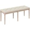 imageGiantex 475inches Upholstered Dining Bench ButtonTufted Table Bench with Carved Rubber Wood Legs Padded Seat Load 440Lbs Vintage End of Bed Ottoman for Entryway Living Room Bedroom 1BeigeBeige