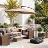 imageGiantex Offset Patio Umbrella Base  243 lbs Fillable Cantilever Umbrella Stand with Wheels Heavy Duty HDPE Sand Water Weighted Market Umbrella Base for Garden Poolside Yard Outdoor2850 Pounds