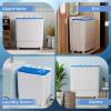 imageGiantex Portable Washing Machine 176lbs Compact Washer Spinner Combo with Pump Drain Twin Tub 11lbs Wash amp 66lbs Spin Lavadoras Portatiles for Apartment RV Dorm College White amp BlackWhite  Blue