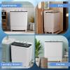 imageGiantex Portable Washing Machine 176lbs Compact Washer Spinner Combo with Pump Drain Twin Tub 11lbs Wash amp 66lbs Spin Lavadoras Portatiles for Apartment RV Dorm College White amp BlackWhite  Black