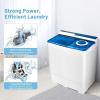 imageGiantex Washing Machine Semiautomatic Twin Tub Washer with Spin Dryer 26lbs Capacity Builtin Drain Pump Portable Laundry Washer Compact Washing Machine for Apartment Dorm and RV WhiteGrayWhiteBlue