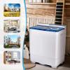 imageGiantex Washing Machine Semiautomatic Twin Tub Washer with Spin Dryer 26lbs Capacity Builtin Drain Pump Portable Laundry Washer Compact Washing Machine for Apartment Dorm and RV WhiteGrayWhiteBlue