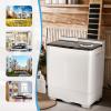 imageGiantex Washing Machine Semiautomatic Twin Tub Washer with Spin Dryer 26lbs Capacity Builtin Drain Pump Portable Laundry Washer Compact Washing Machine for Apartment Dorm and RV WhiteGrayWhiteGray