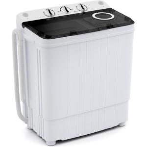 imageGiantex Portable Washing Machine 176lbs Compact Washer Spinner Combo with Pump Drain Twin Tub 11lbs Wash amp 66lbs Spin Lavadoras Portatiles for Apartment RV Dorm College White amp BlackWhite  Black
