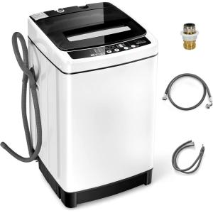imageGiantex Portable Washing Machine 2 in 1 Full Automatic Laundry Washer 15CuFt 11lbs Capacity Washing and Spinning Combo 8 Programs 10 Water Levels Energy Saving Top Load Washer for Apartment DormWhite