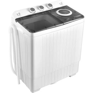 imageGiantex Portable Washing Machine 26lbs Washer and Spinner Combo18 lbs Washing 8 lbs Spinning Builtin Drain Pump wTimer Control Dorm Apartment Twin Tub Mini Laundry Washer Gray WhiteGray  White