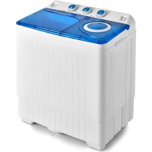 imageGiantex Portable Washing Machine 26lbs Washer and Spinner Combo18 lbs Washing 8 lbs Spinning Builtin Drain Pump wTimer Control Dorm Apartment Twin Tub Mini Laundry Washer Gray WhiteBlue  White