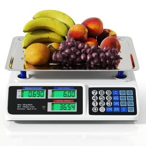 imageGiantex Price Computing Scale 66 lb30 kg Rechargeable Commercial Food Scale with Dual LCD Display Stainless Steel Platform Commercial Grade Food Weighing for Meat Shop Farmer Market Deli