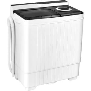 imageGiantex Washing Machine Semiautomatic Twin Tub Washer with Spin Dryer 26lbs Capacity Builtin Drain Pump Portable Laundry Washer Compact Washing Machine for Apartment Dorm and RV WhiteGrayWhiteGray