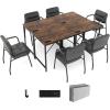 imageGiantex 16 FT Conference Table with Charging Station 6 PCS 32 x 24 Rectangular Meeting Room Desk with Storage Bag amp Hook Space Saving Seminar Table Modern Office Computer Desk for 8 PeopleRustic Brown