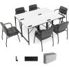 imageGiantex 16 FT Conference Table with Charging Station 6 PCS 32 x 24 Rectangular Meeting Room Desk with Storage Bag amp Hook Space Saving Seminar Table Modern Office Computer Desk for 8 PeopleWhite