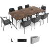 imageGiantex 16 FT Conference Table with Charging Station 6 PCS 32 x 24 Rectangular Meeting Room Desk with Storage Bag amp Hook Space Saving Seminar Table Modern Office Computer Desk for 8 PeopleRustic Brown
