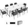 imageGiantex 16 FT Conference Table with Charging Station 6 PCS 32 x 24 Rectangular Meeting Room Desk with Storage Bag amp Hook Space Saving Seminar Table Modern Office Computer Desk for 8 PeopleWhite