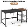 imageGiantex 59 Inch Computer Desk with Charging Station Home Office Desk with Storage Shelves amp Hook Modern Laptop PC Table Workstation Study Writing Desk for Bedroom Rustic BrownBlack