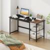 imageGiantex 59 Inch Computer Desk with Charging Station Home Office Desk with Storage Shelves amp Hook Modern Laptop PC Table Workstation Study Writing Desk for Bedroom Rustic BrownBlack