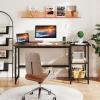 imageGiantex 59 Inch Computer Desk with Charging Station Home Office Desk with Storage Shelves amp Hook Modern Laptop PC Table Workstation Study Writing Desk for Bedroom Rustic BrownRustic Brown
